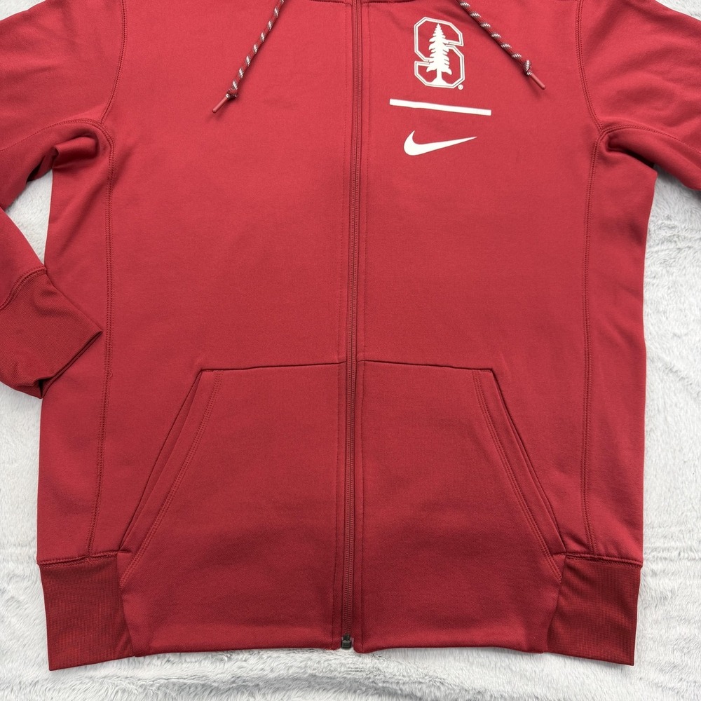 Nike Hoodie Mens M Red Full Zip Hooded Lined Pockets Therma-Fit Stanford College - Picture 3 of 12